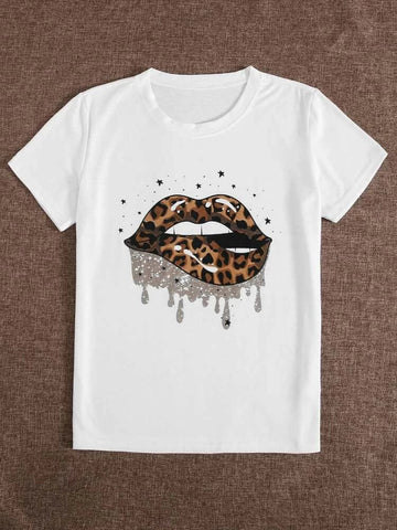Womens Premium Cotton Printed T-Shirt - APRIN76 - White