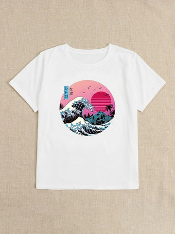 Womens Premium Cotton Printed T-Shirt - APRIN67 - White