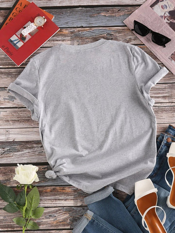 Womens Premium Cotton Printed T-Shirt - APRIN64 - Grey