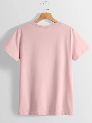 Womens Premium Cotton Printed T-Shirt - APRIN50 - Pink