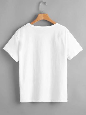Womens Premium Cotton Printed T-Shirt - APRIN58 - White