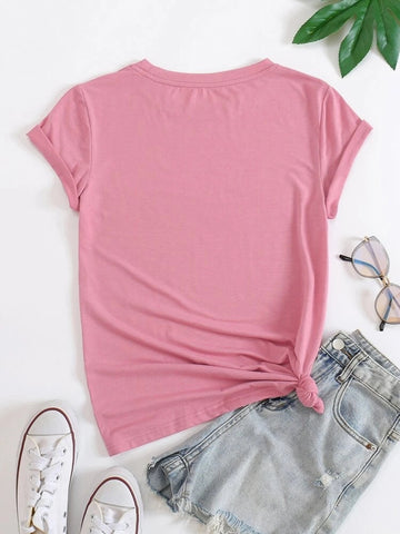 Womens Premium Cotton Printed T-Shirt - APRIN184 - Pink