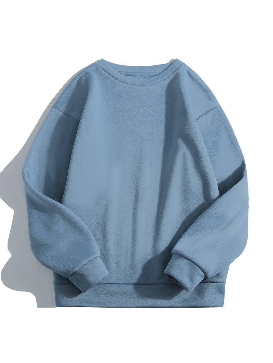 Groove Round Neck Plain Fleece Sweatshirt ARNPFS1 - Light Blue