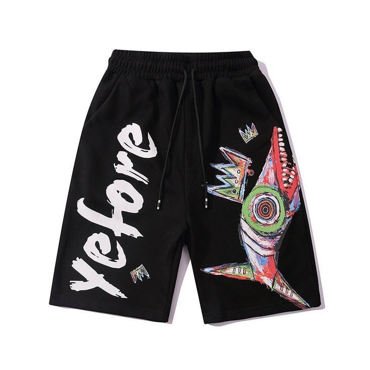 Mens Printed Cotton Shorts GMPSR21 Black - Main Image