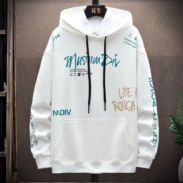 White graphic hoodie men's Clearance