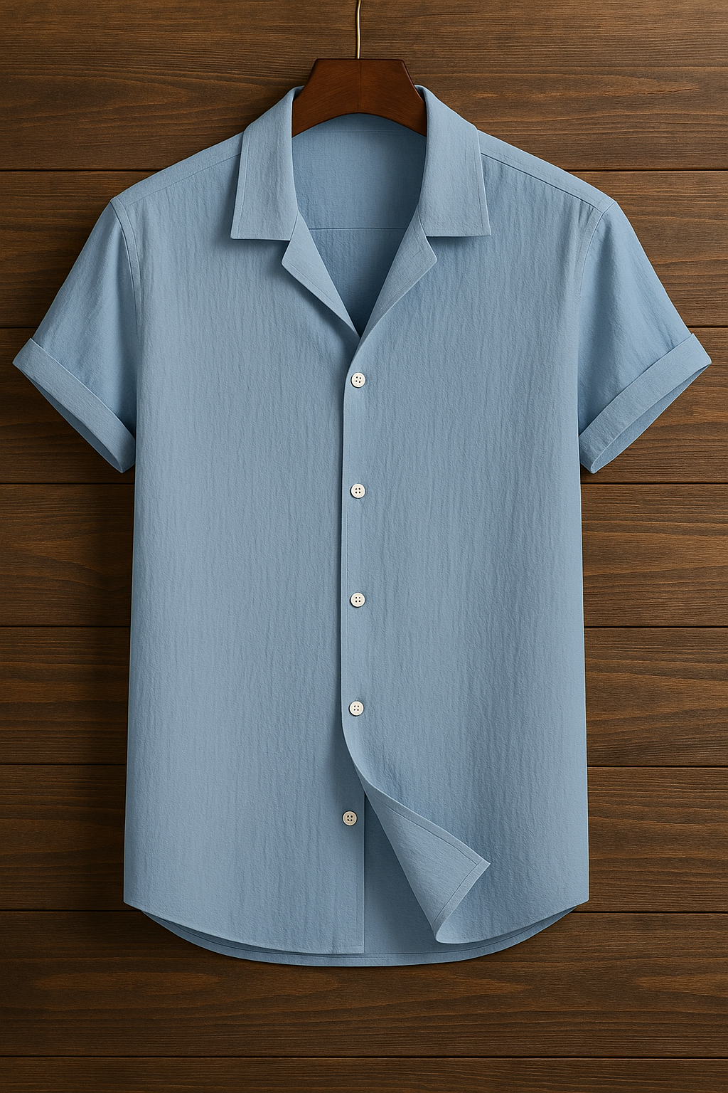 Mens Premium Viscose Cuban Collar Shirt - GRVCS1 - Light Blue