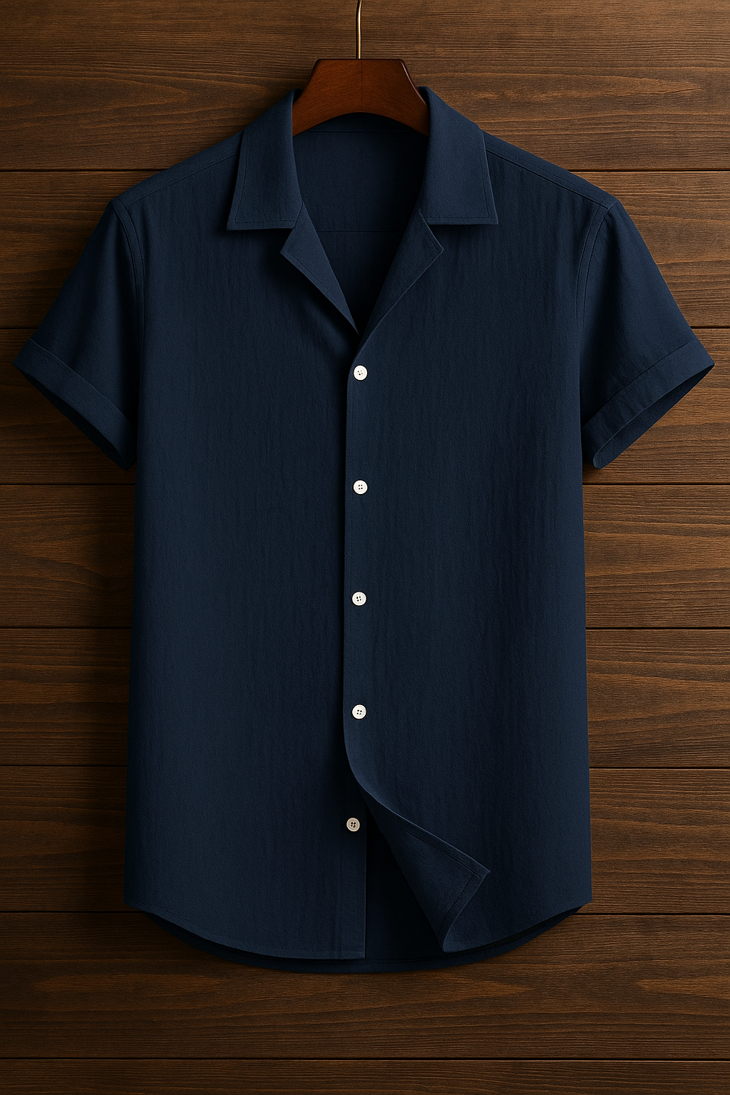 Mens Premium Viscose Cuban Collar Shirt - GRVCS1 - Navy Blue
