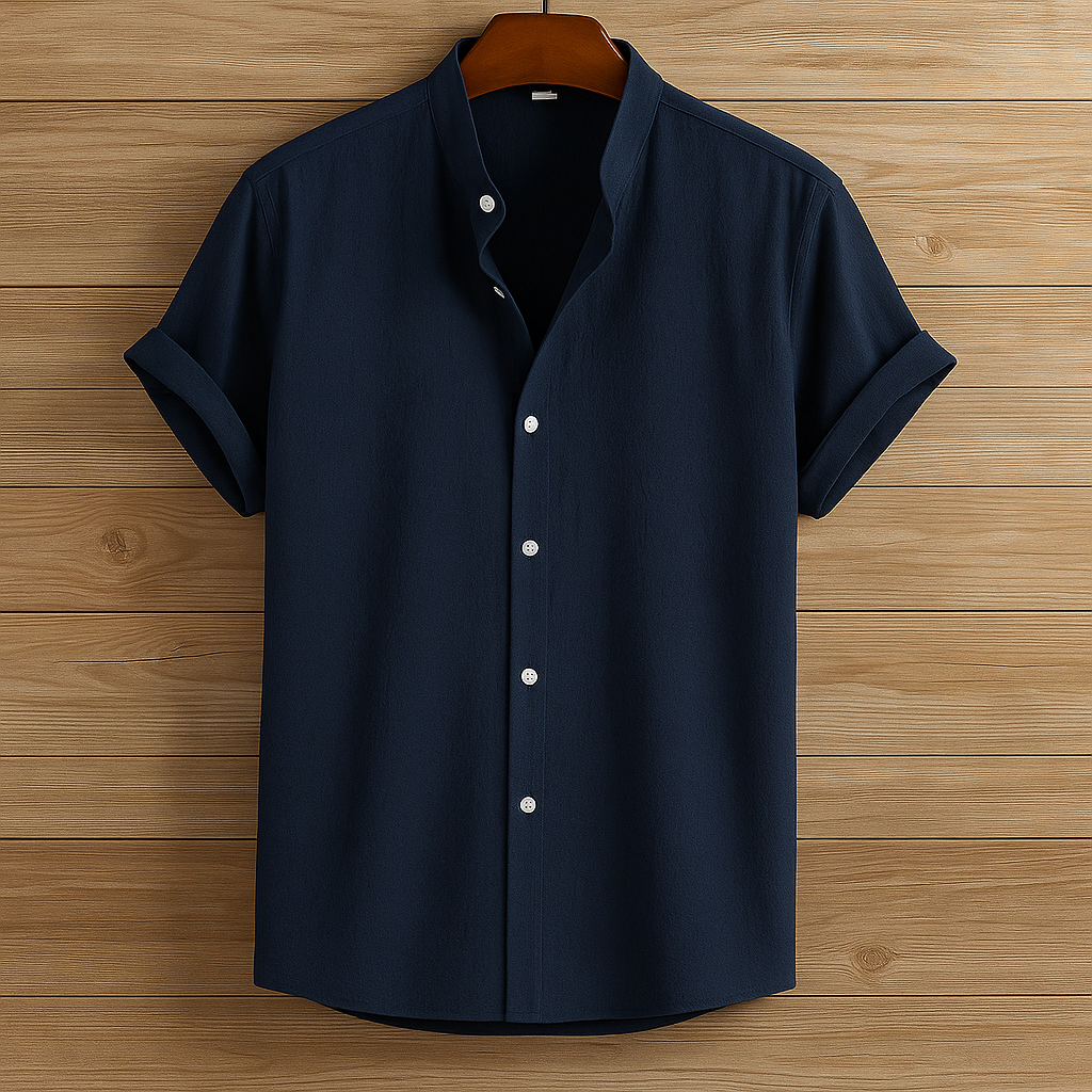Mens Premium Viscose Button Shirt - GRVCS2 - Navy Blue