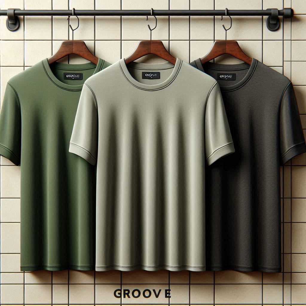 Groove Mens Premium Cotton 3 T-Shirt Pack - GMCTSP3 - Charcoal Grey Green