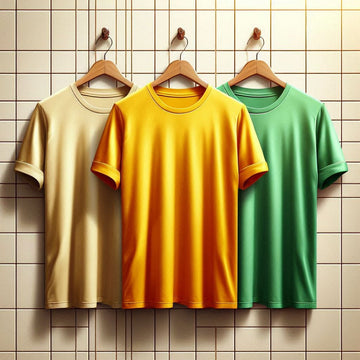 Groove Mens Premium Cotton 3 T-Shirt Pack - GMCTSP2 - Cream Yellow Green