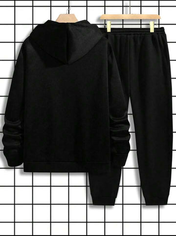 Kangaroo Hoodie and Pants Printed Set - GRUMKANPHS11 - Black Black