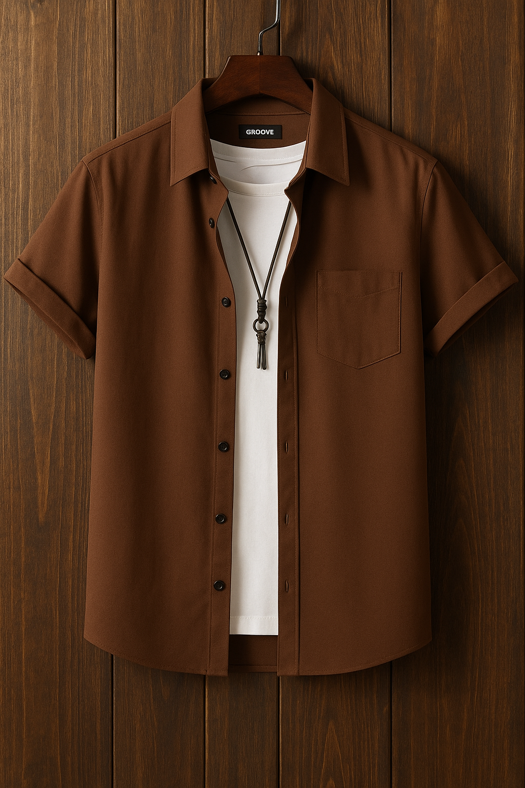 Mens Premium Viscose Button Shirt - GRVCS3 - Brown