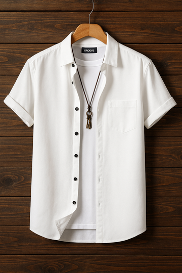 Mens Premium Viscose Button Shirt - GRVCS3 - White