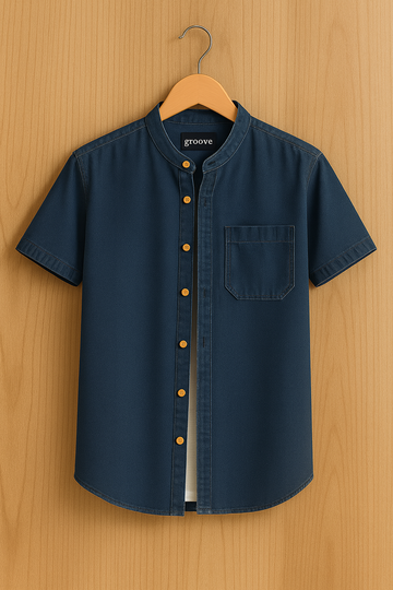 Mens Premium Chambray Cotton Button Shirt - GRVCS35 - Blue