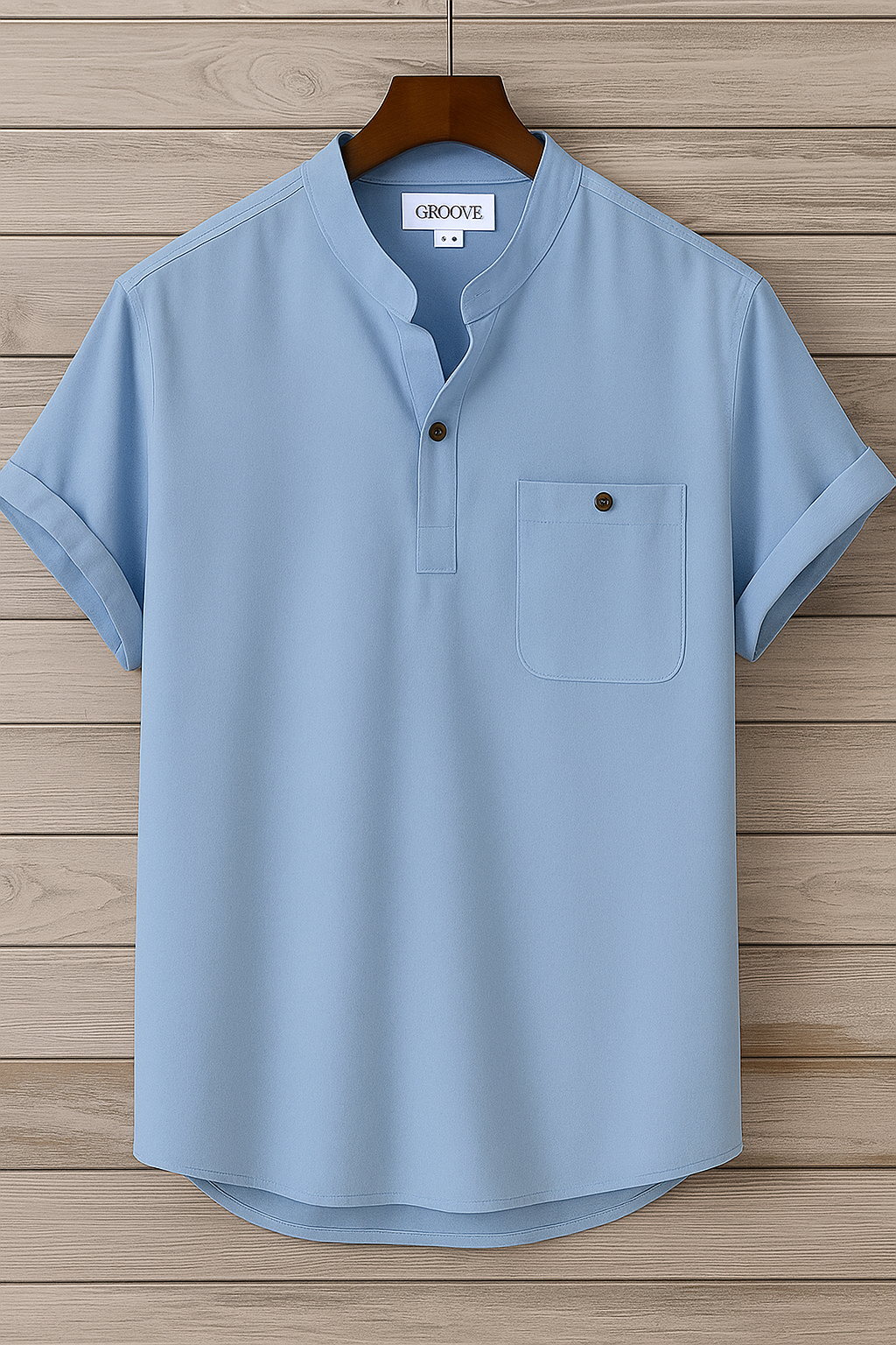 Mens Premium Viscose Button Shirt - GRVCS4 - Light Blue