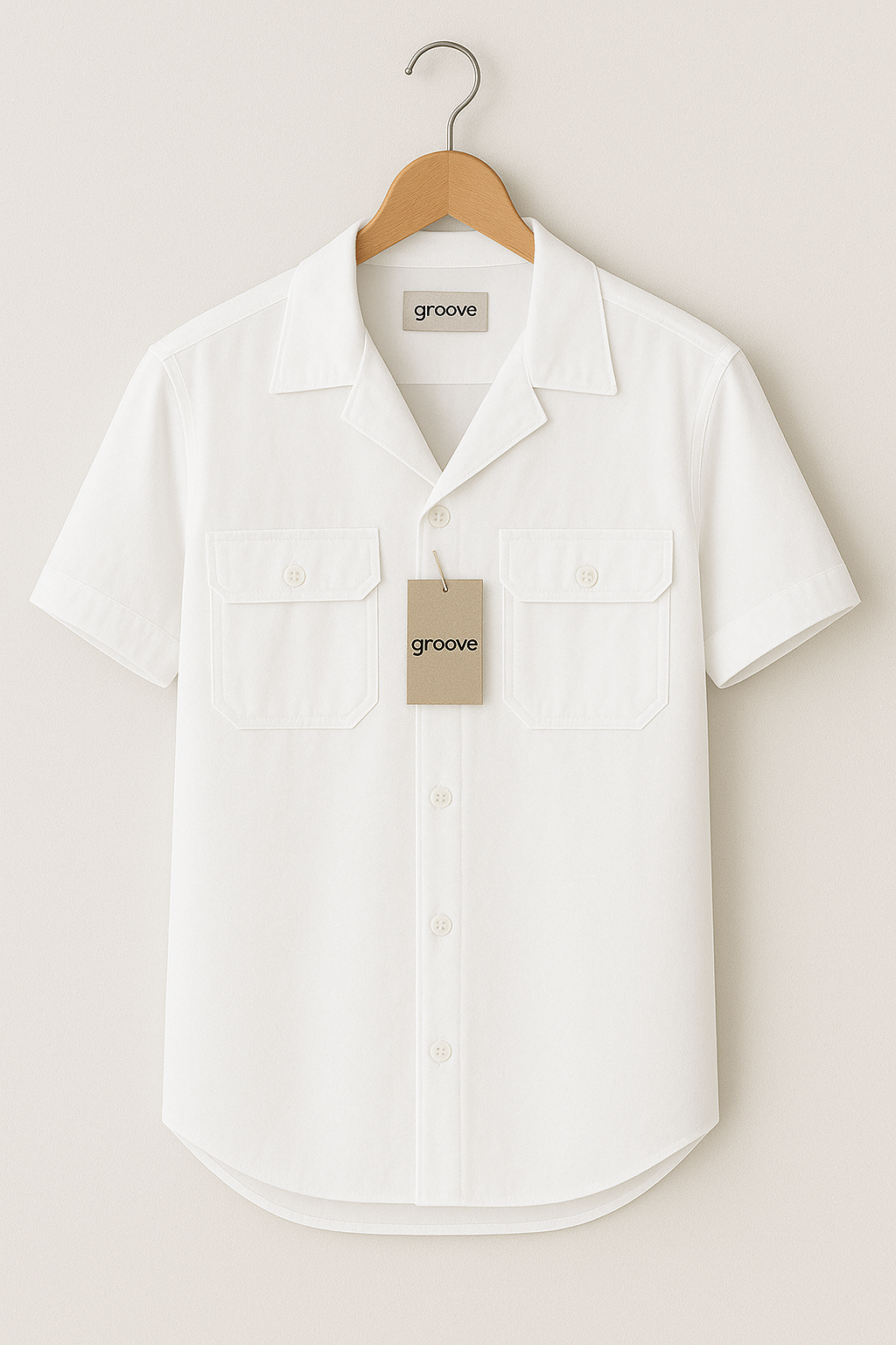 Mens Premium Cotton Button Shirt - GRVCS24 - White