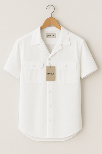 Mens Premium Cotton Button Shirt - GRVCS24 - White