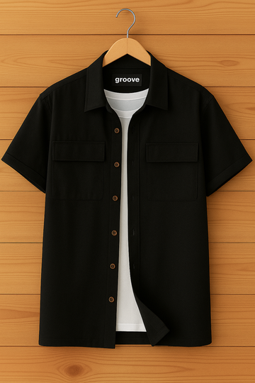 Mens Premium Viscose Button Shirt - GRVCS6 - Black