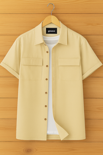 Mens Premium Viscose Button Shirt - GRVCS6 - Cream