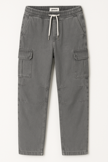 Mens Chambray Denim Jogger Pants by Groove - GMDJP4 - Grey