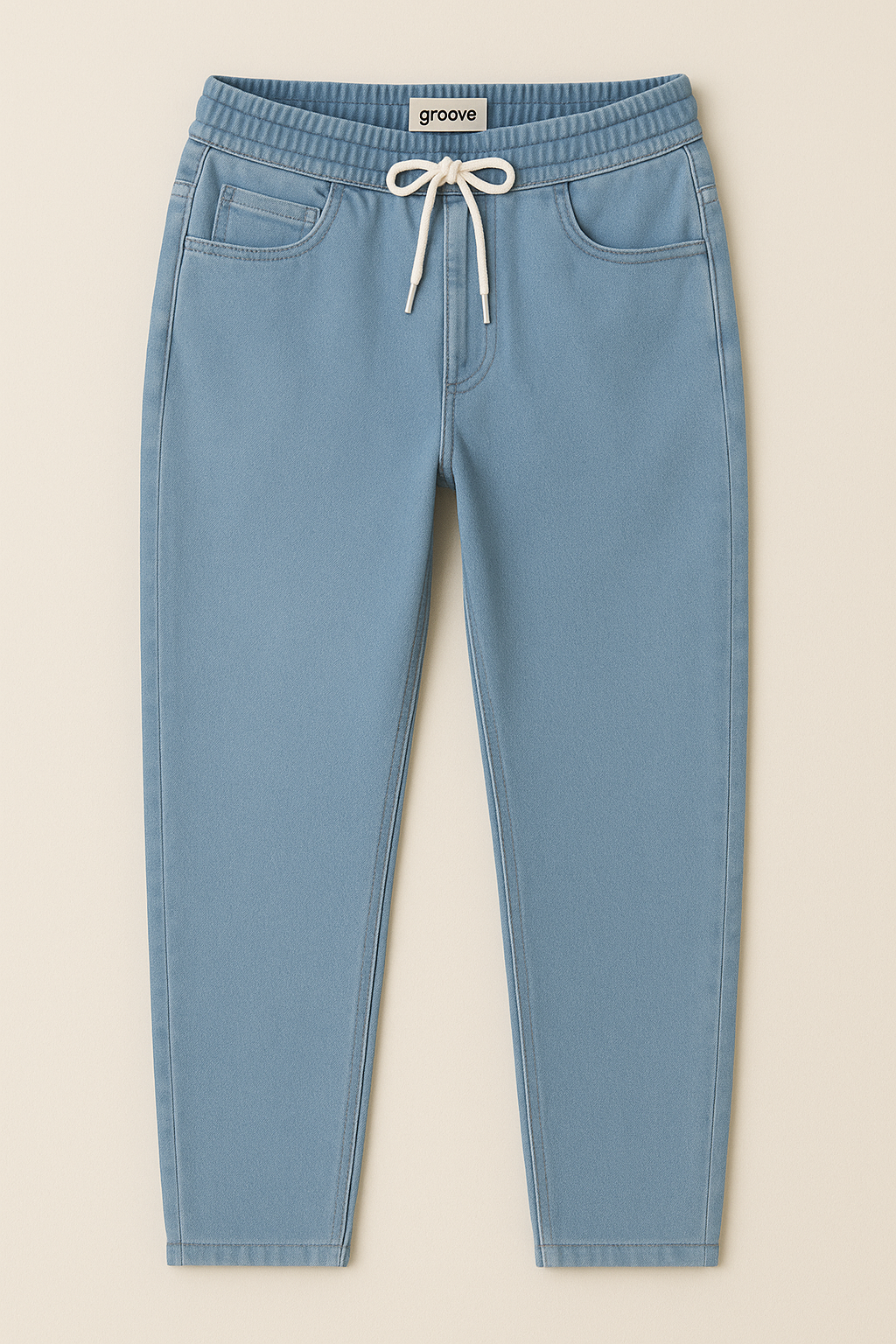 Mens Chambray Denim Jogger Pants by Groove - GMDJP5 - Blue