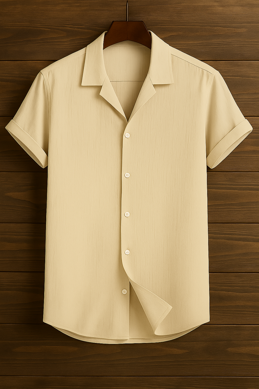 Mens Premium Viscose Cuban Collar Shirt - GRVCS1 - Cream