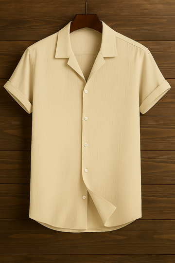 Mens Premium Viscose Cuban Collar Shirt - GRVCS1 - Cream