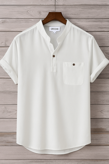 Mens Premium Viscose Button Shirt - GRVCS4 - White