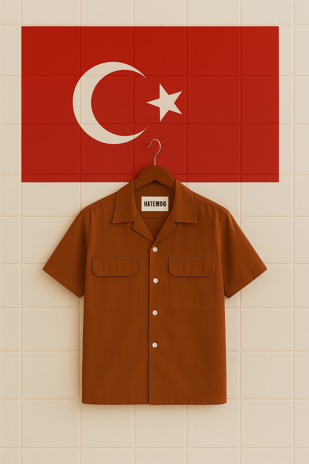 Mens Kumas Button Up Flap Pocket Shirt HATMS1 - Brown