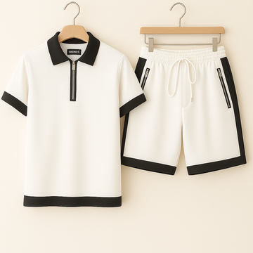 Mens Premium Polo and Cargo Shorts Co Ord Set GRMPSHO2 - White White