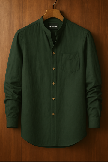 Mens Premium Cotton Full Sleeve Button Shirt - GRVCS12 - Green