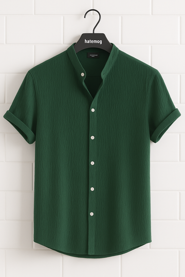 Mens Turkish Kumas Button Shirt HATMS11 - Green