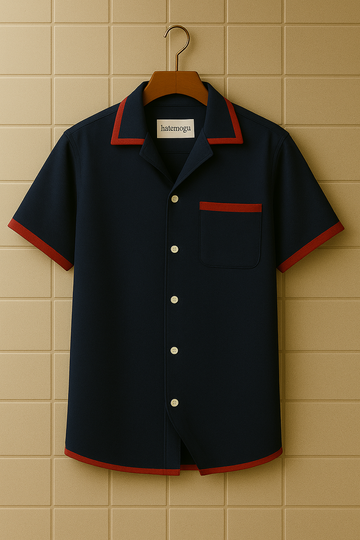 Mens Kumas Pocket Detail Shirt HATMS8 - Navy Blue