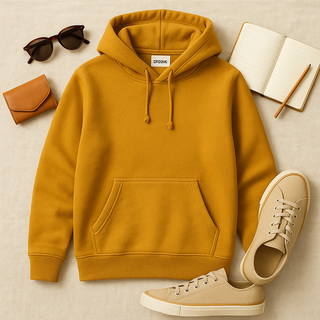 Groove Womens Kangaroo Pullover Hoodie GRWKPH1 - Mustard Yellow