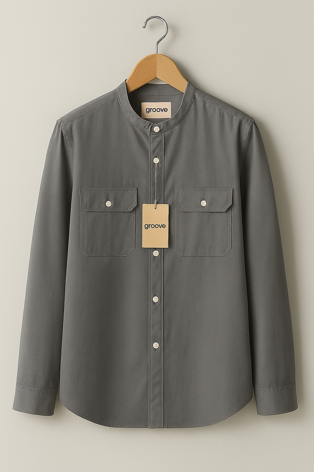 Mens Premium Cotton Button Full Sleeve Shirt - GRVCS15 - Grey