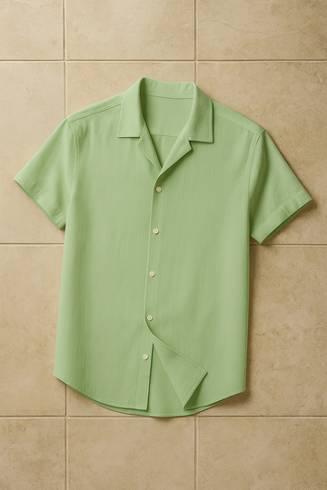 Mens Kumas Button Up Cuban Collar Loose Fit Shirt HATMS3 - Mint Green