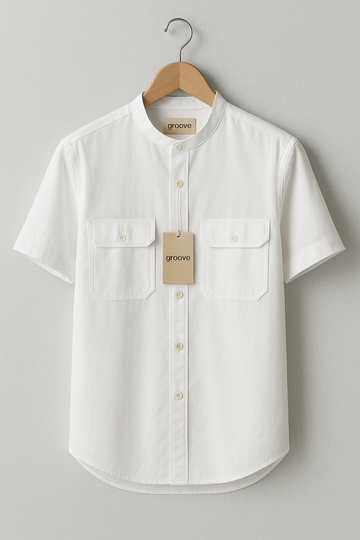 Mens Premium Cotton Button Shirt - GRVCS14 - White