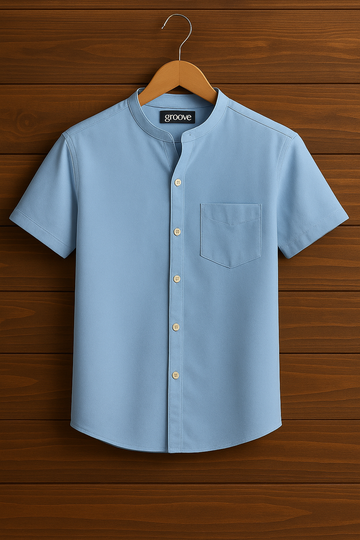 Mens Premium Cotton Button Shirt - GRVCS10 - Light Blue