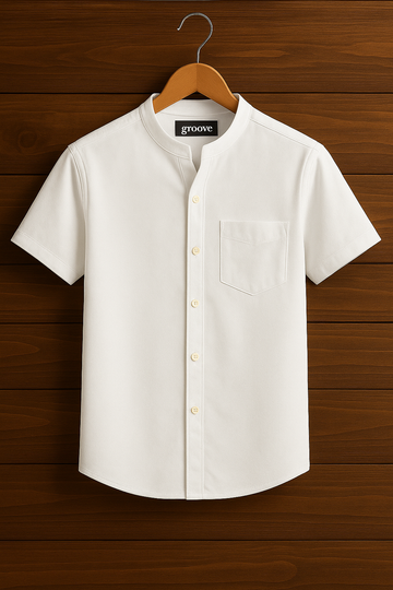 Mens Premium Cotton Button Shirt - GRVCS10 - White