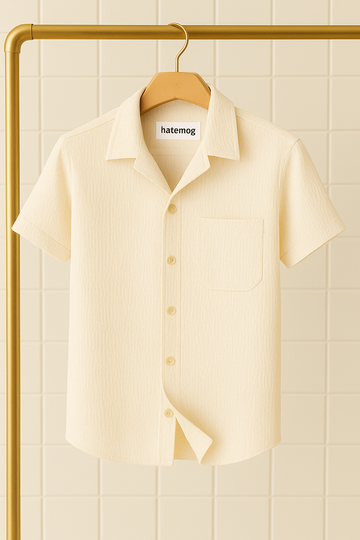 Mens Turkish Kumas Pocket Shirt HATMS5 - Cream