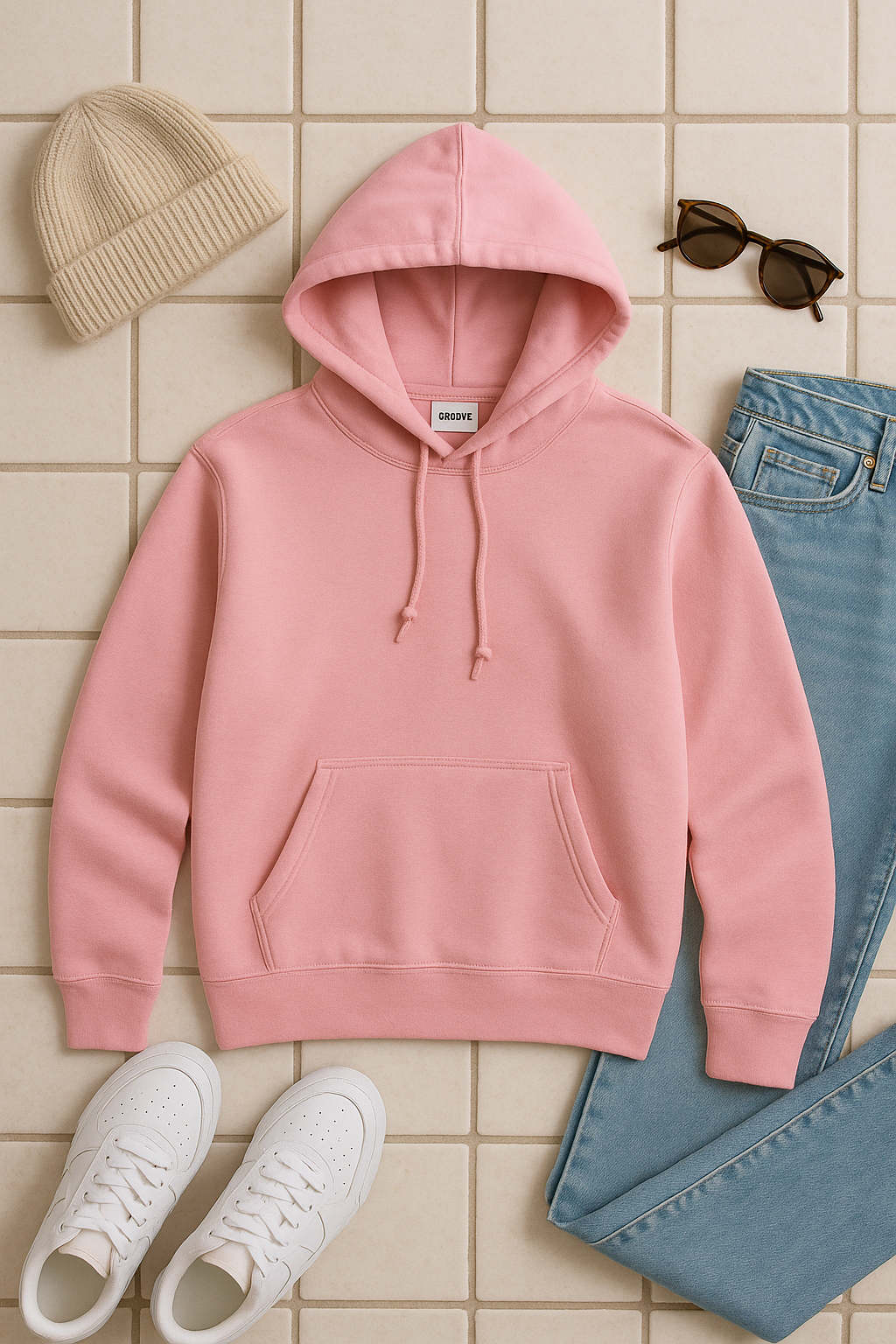 Groove Womens Kangaroo Pullover Hoodie GRWKPH1 - Pink
