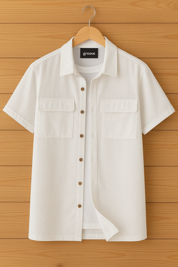 Mens Premium Viscose Button Shirt - GRVCS6 - White