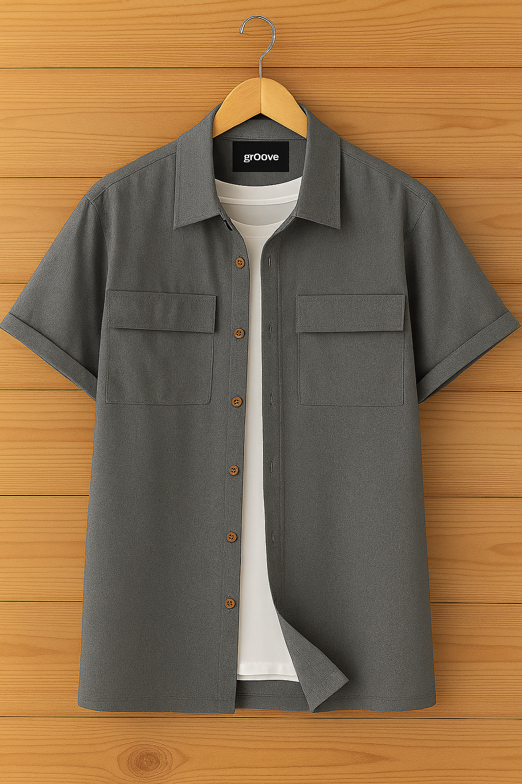 Mens Premium Viscose Button Shirt - GRVCS6 - Grey
