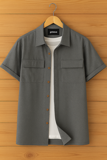 Mens Premium Viscose Button Shirt - GRVCS6 - Grey