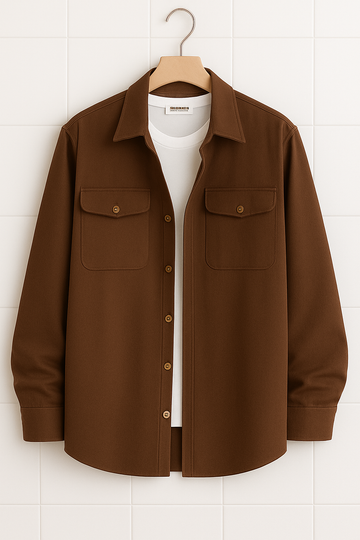 Mens Cotton Pocket Detail Shirt HATMS13 - Brown