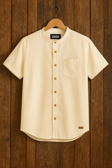 Mens Premium Viscose Button Shirt - GRVCS7 - Cream