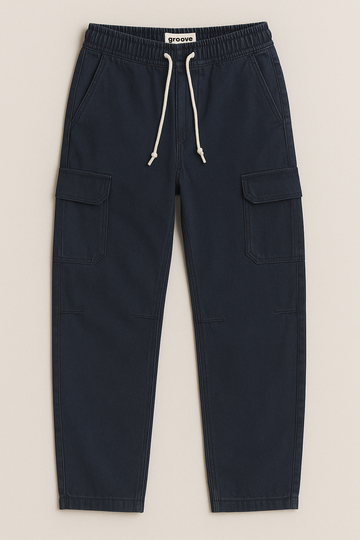 Mens Chambray Denim Jogger Pants by Groove - GMDJP3 - Blue