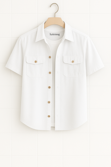 Mens Cotton Pocket Detail Shirt HATMS19 - White