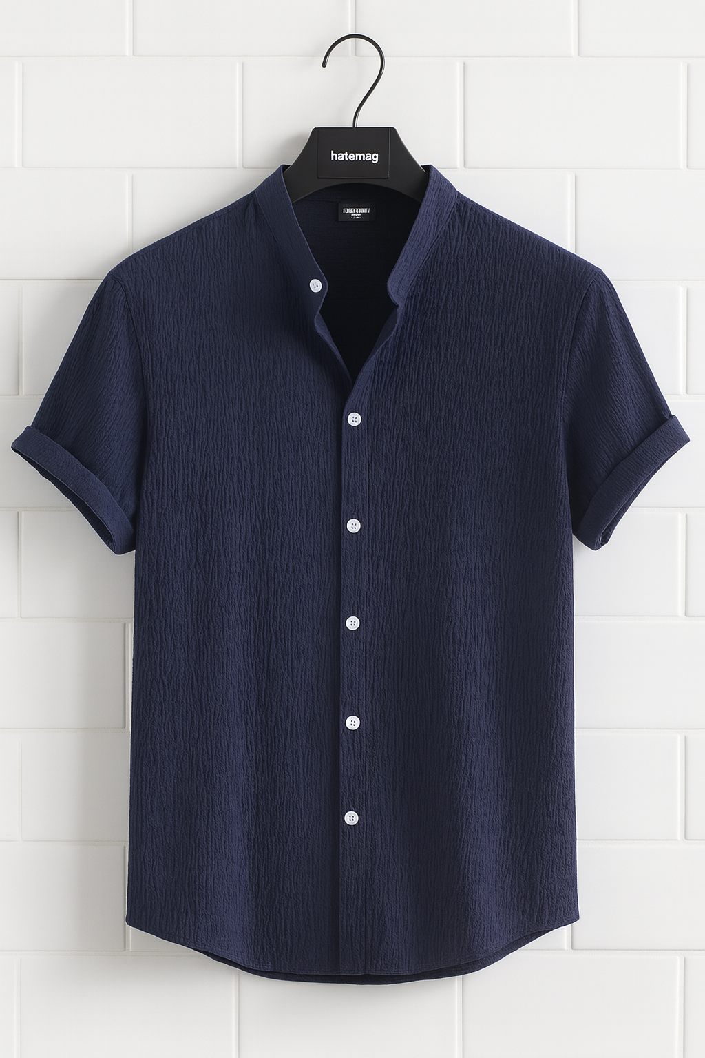 Mens Turkish Kumas Button Shirt HATMS11 - Navy Blue