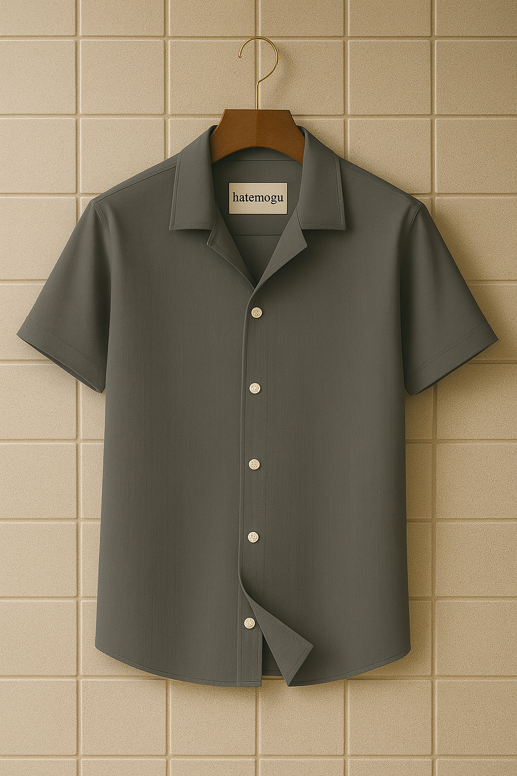 Mens Kumas Button Up Cuban Collar Loose Fit Shirt HATMS3 - Grey